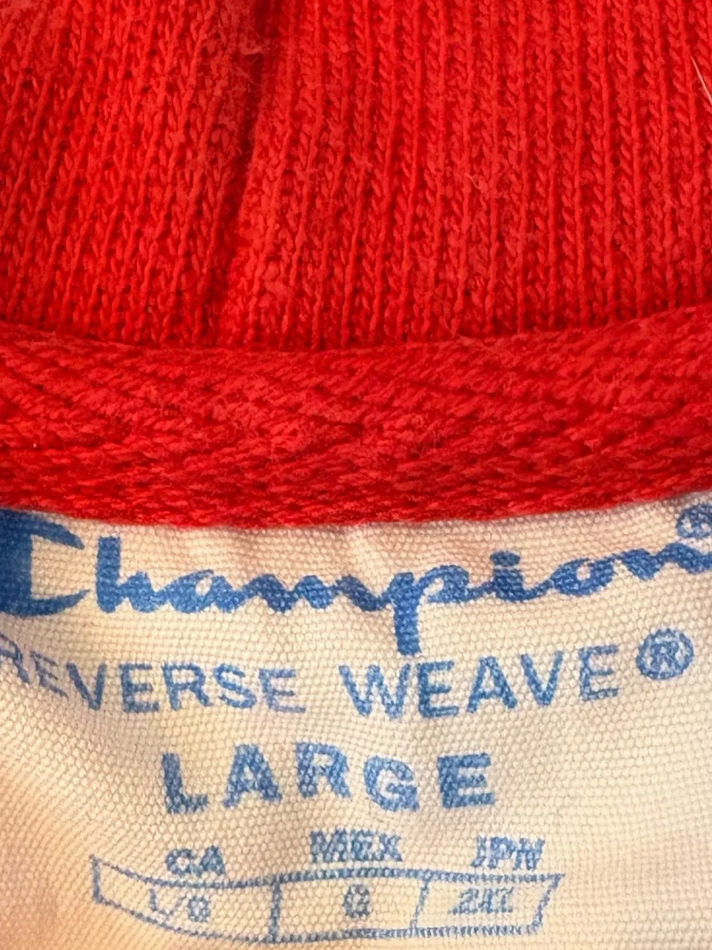 Champion Red Hoodie Sweatshirt Size Large Cotton - Picture 6 of 10